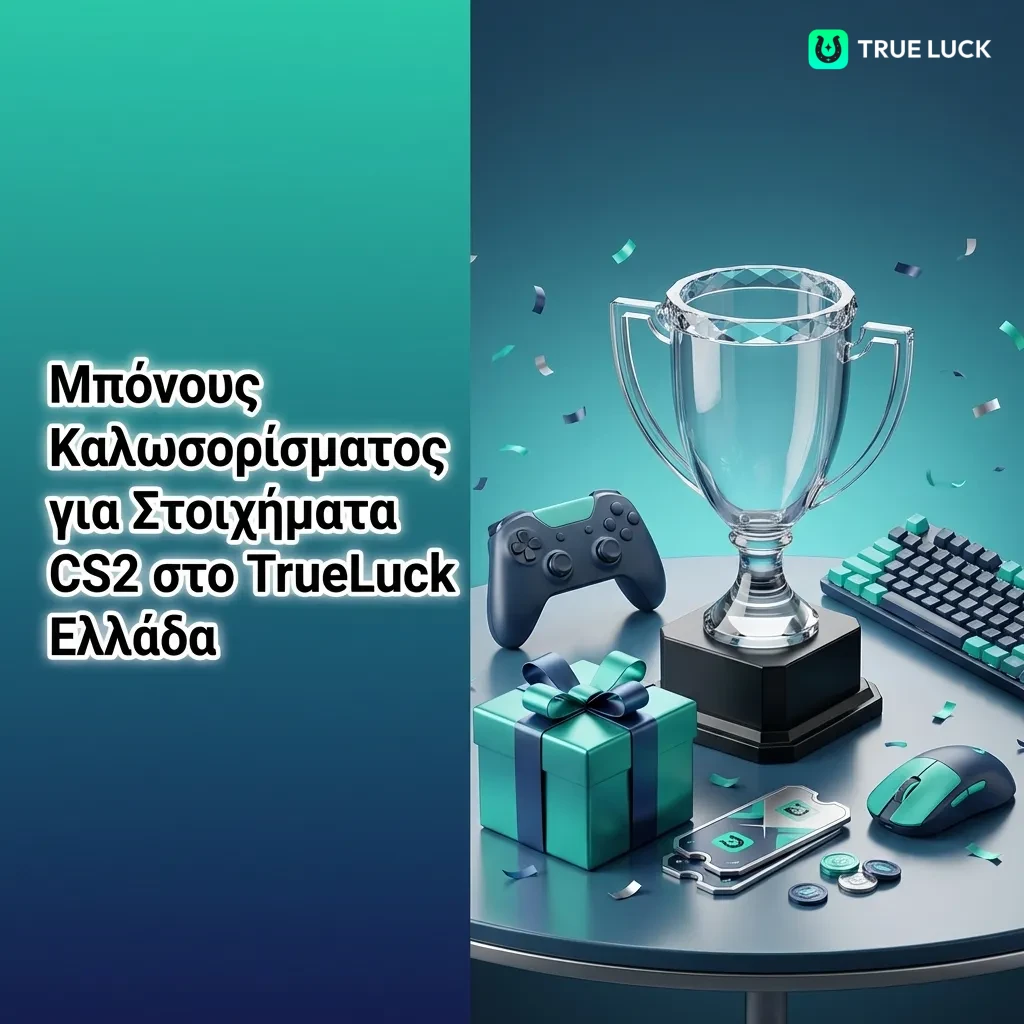 TrueLuck welcome bonus package for CS2 betting showing 250% casino bonus, 100% sports bonus up to 300 euros with registration steps