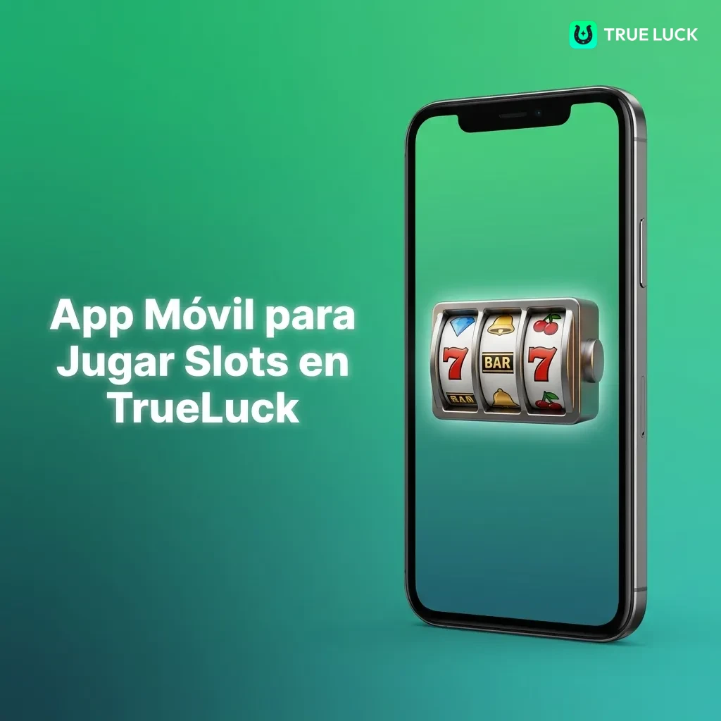 TrueLuck mobile app interface showing slots games on smartphone screen with menu navigation and game categories
