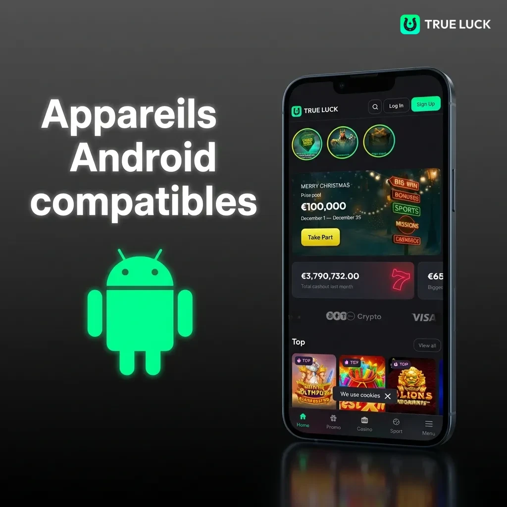 TrueLuck app compatible avec smartphones Android populaires incluant Samsung Galaxy, Xiaomi, Google Pixel et OnePlus