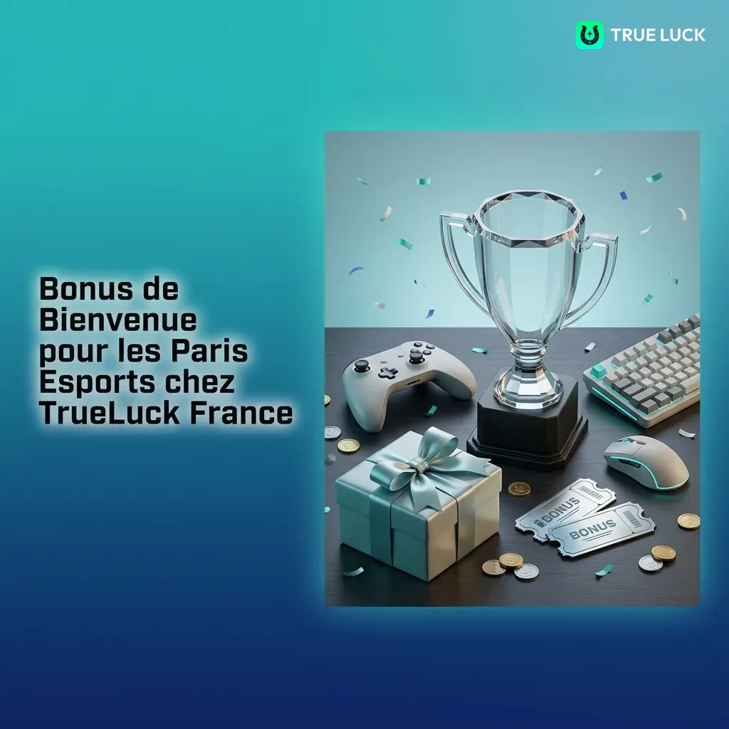 TrueLuck France welcome bonus for esports betting showing 100% up to €300 offer with registration steps