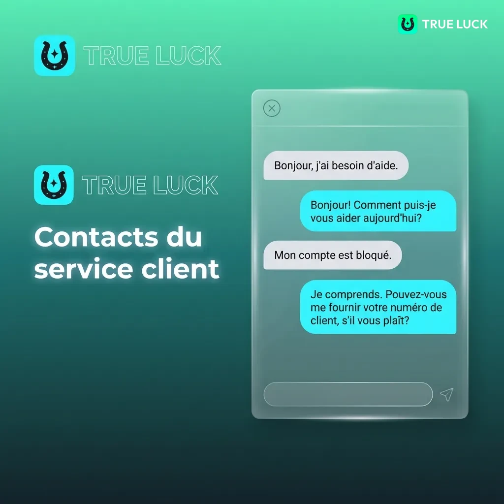 TrueLuck customer service contact options including live chat, email, phone, Telegram, and contact form for 24/7 support