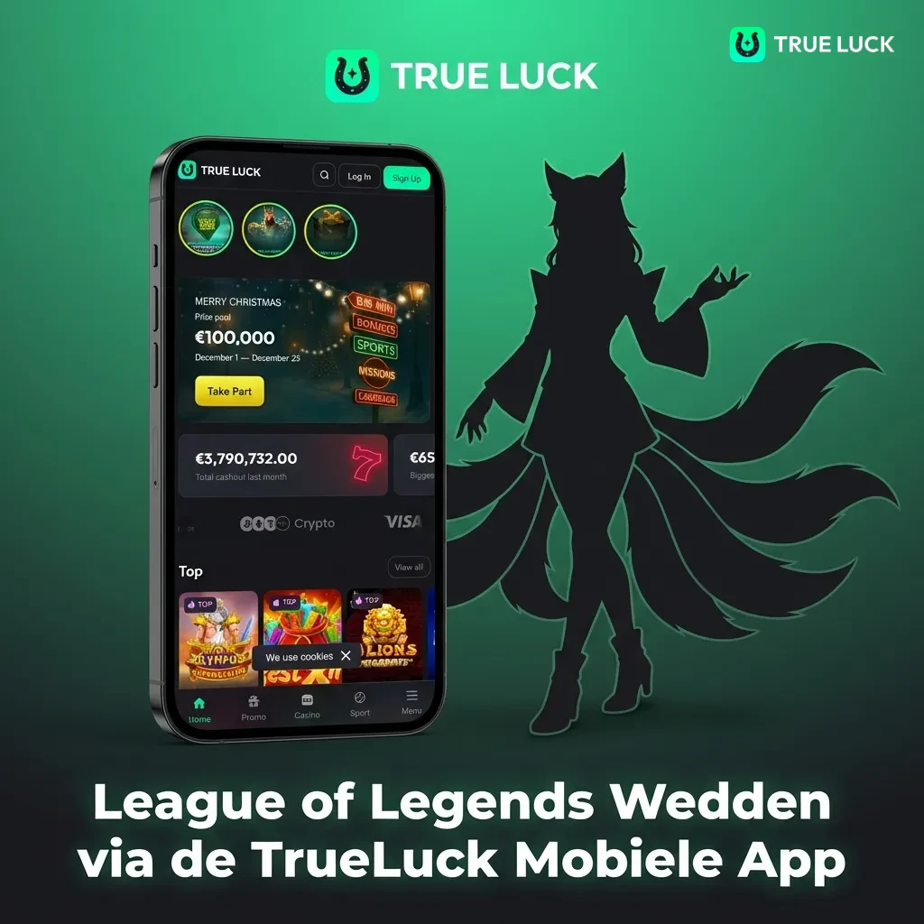 TrueLuck mobile app interface showing League of Legends betting options and live odds on smartphone screen