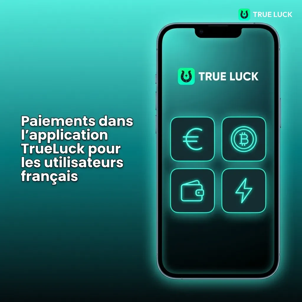 Interface TrueLuck montrant options de paiement : cartes bancaires, portefeuilles électroniques et cryptomonnaies pour France