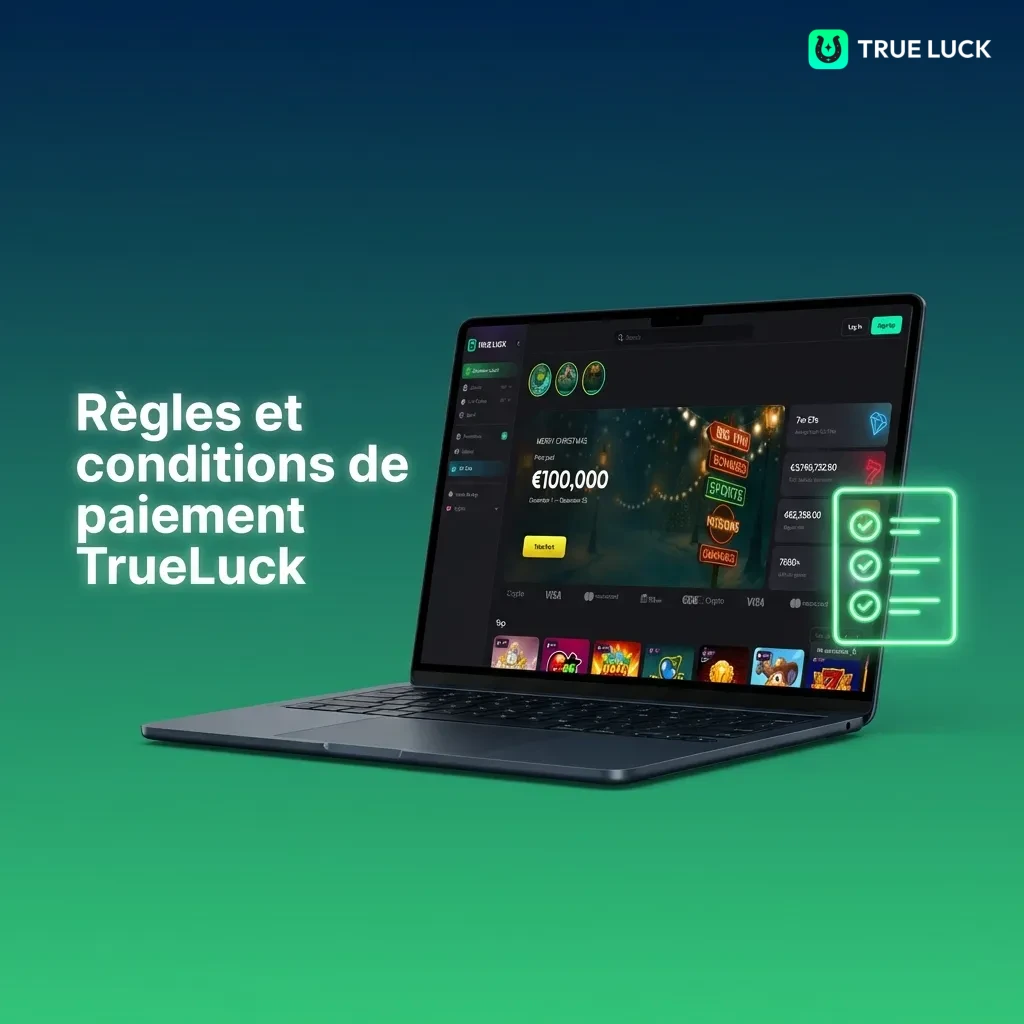 TrueLuck payment rules page showing ID verification, withdrawal methods, wagering requirements, and transaction limits