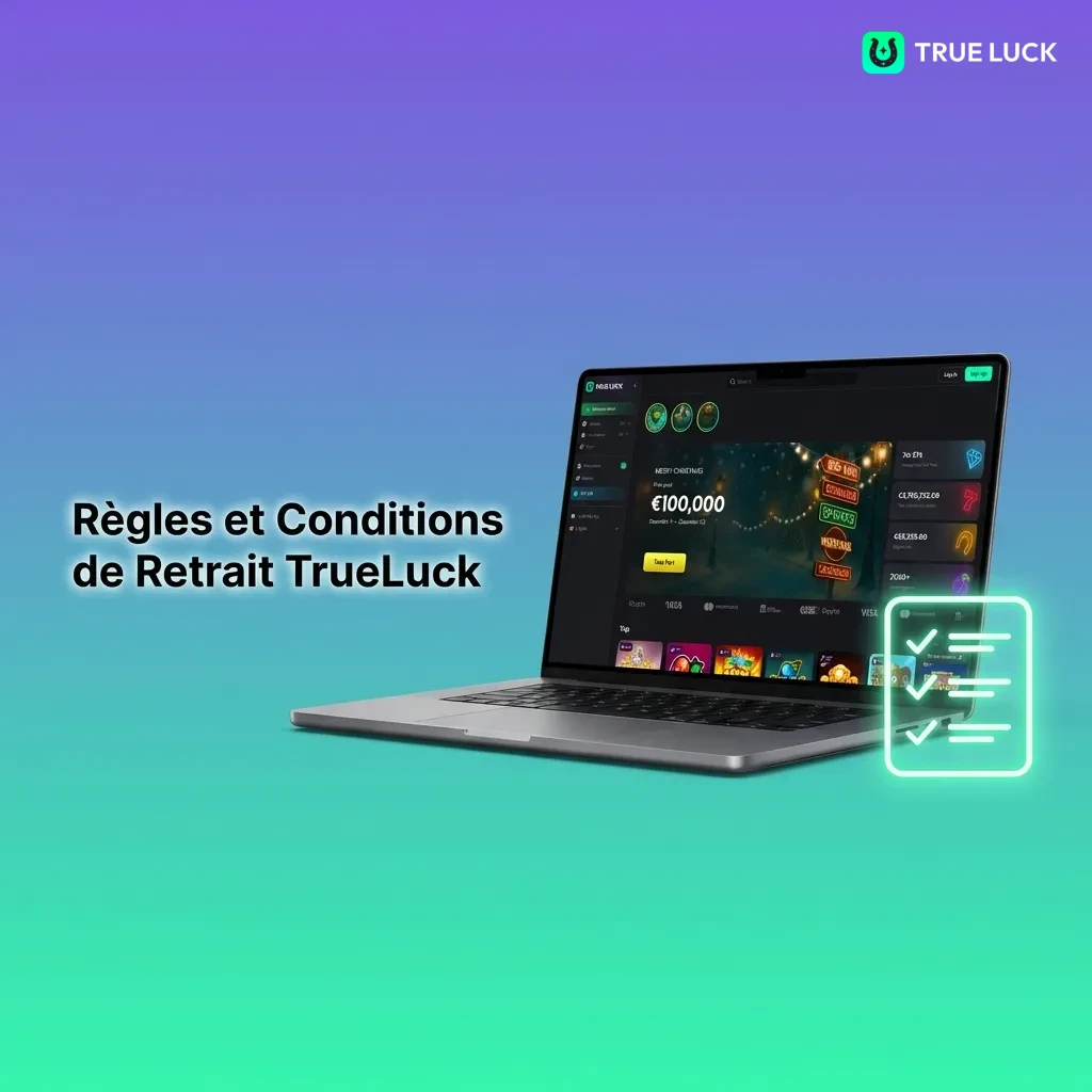 TrueLuck withdrawal rules page showing identity verification, payment methods, bonus conditions, and transaction limits