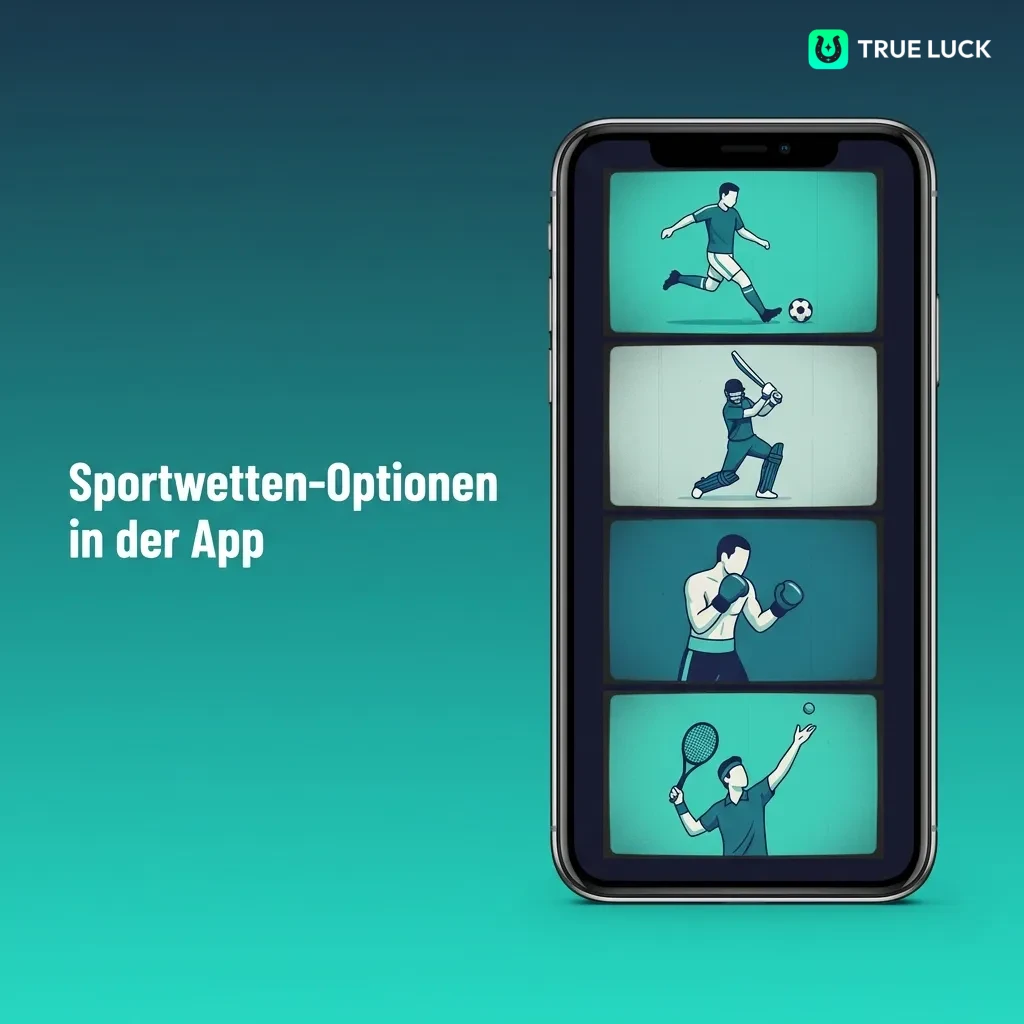 TrueLuck App sports betting interface showing 30+ sports including football, tennis, basketball, and live betting options