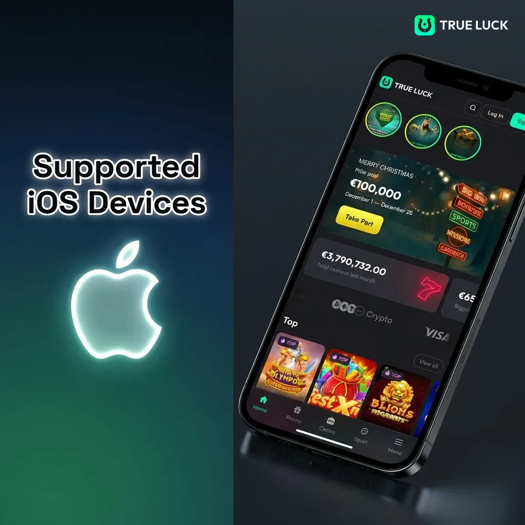 List of compatible Apple devices for TrueLuck PWA including iPhone models 11-15 and recent iPad Pro, Air, and Mini versions