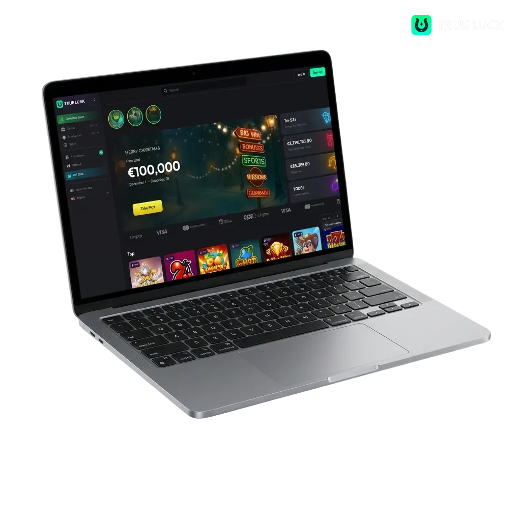 TrueLuck desktop app for Windows and Mac with slots, roulette, live casino, and table games