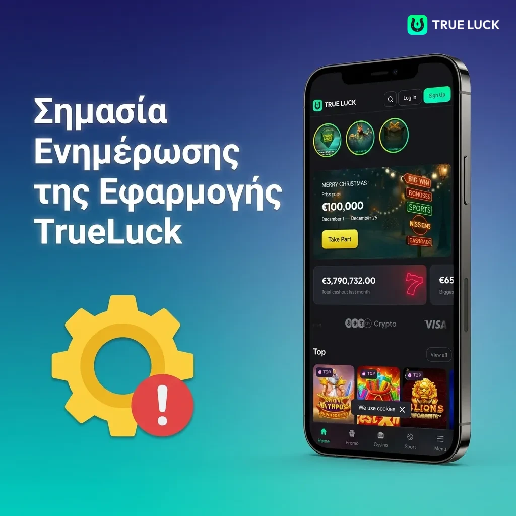 TrueLuck mobile app interface showing casino games, sports betting, and payment options on smartphone screen