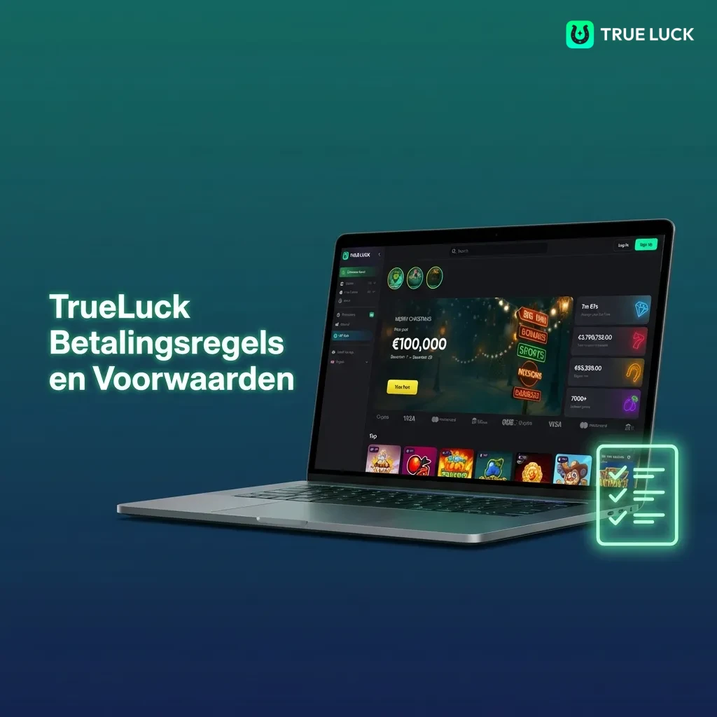 TrueLuck payment rules: verification required, same withdrawal method as deposit, bonus wagering requirements apply.