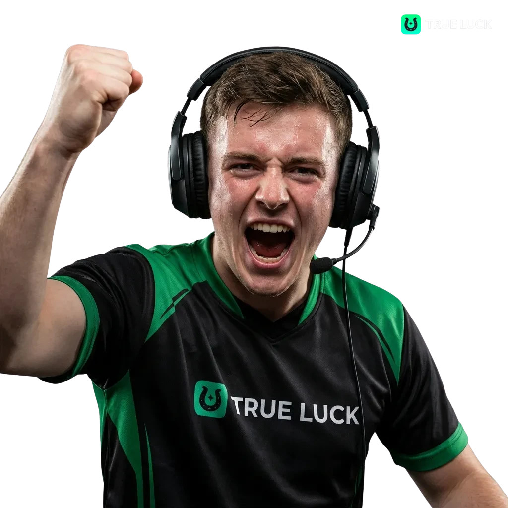 TrueLuck esports betting platform showing competitive gaming wagering options and welcome bonuses for Irish players