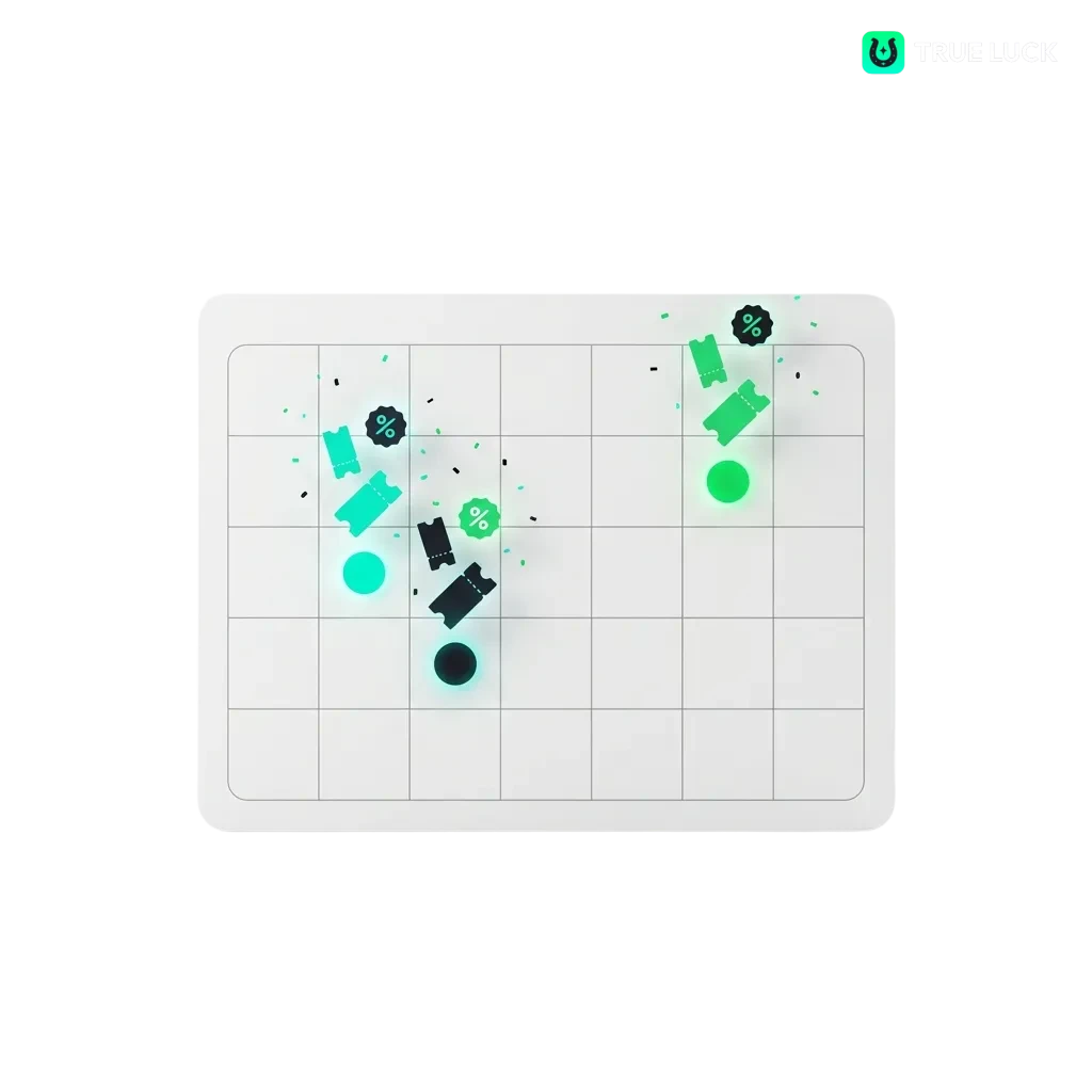 TrueLuck welcome bonus package showing 250% casino offer, free spins, and sports betting promo for Irish players