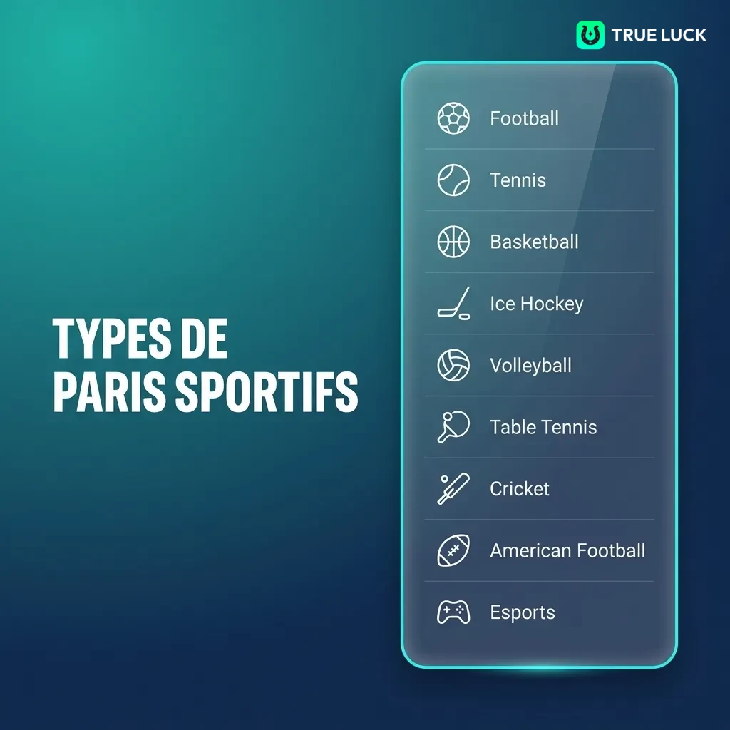 TrueLuck sports betting options including football, tennis, basketball, rugby, and motorsports with various markets