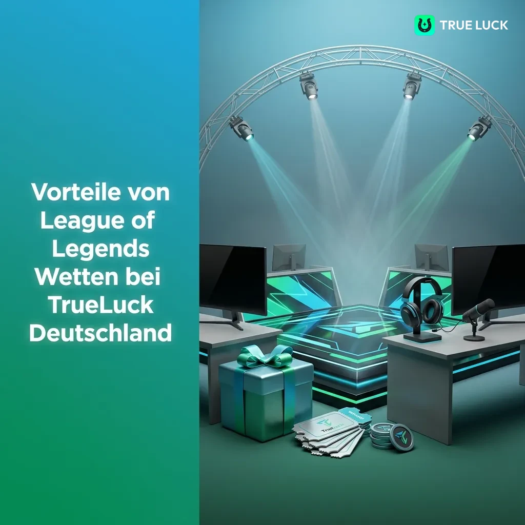 TrueLuck Deutschland platform showing League of Legends esports betting options with bonuses and live streaming features