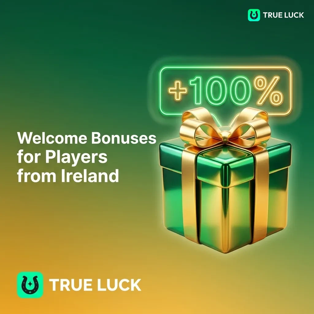 Three-part welcome bonus for Ireland players covering slots, live casino, and sports betting with wagering requirements.